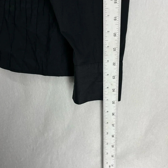 Liberte Button-Up Shirt Women's Sz 16W Black Plain Pleated Collared Stretch - Picture 4 of 11
